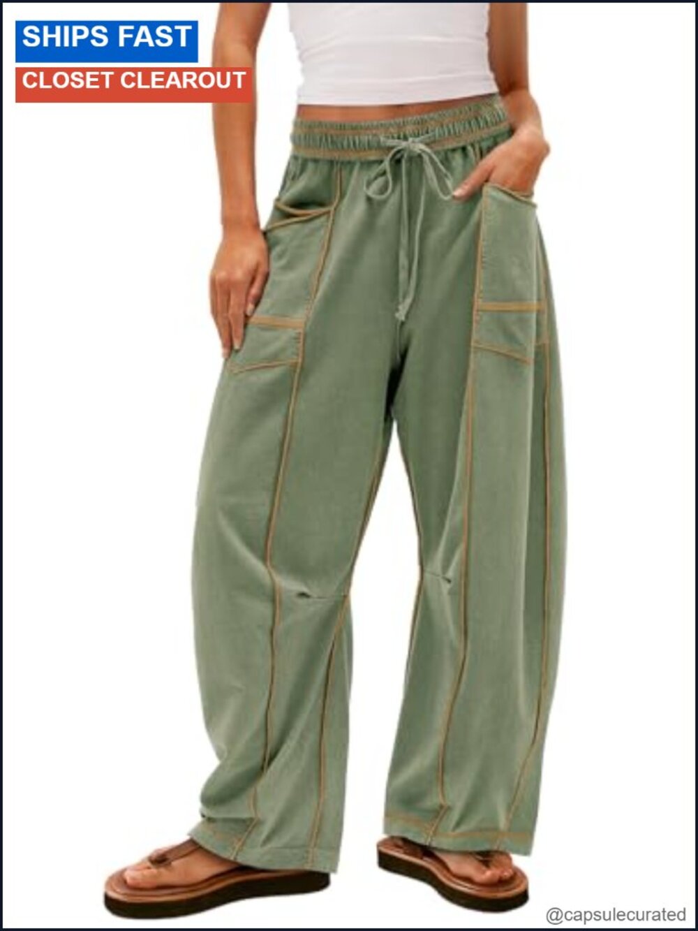 Yanekop Baggy Wide Leg Palazzo Pants Women Drawstring Elastic Waist